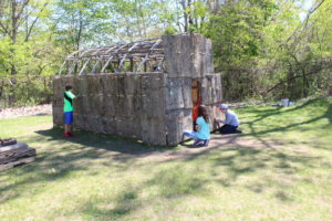 Fourth Grade students working on The Longhouse project Phase II